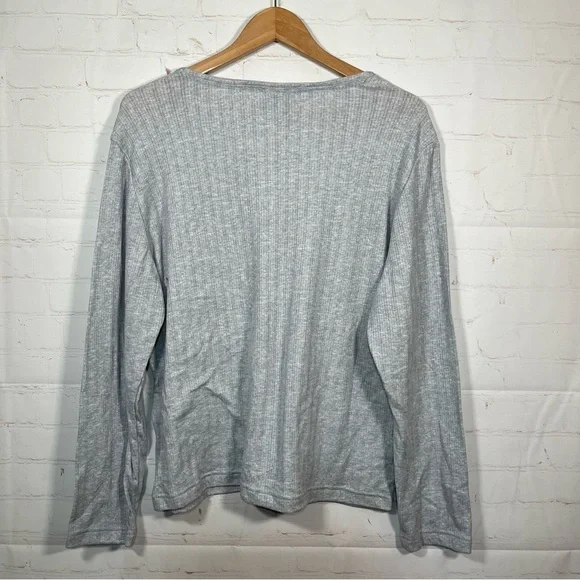 Tahari Scoop Neck Ribbed Top Womens Size XL Gray Long Sleeve Pullover Knit - Picture 10 of 10